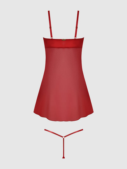 ANGELINA LIPS EMBROIDERY BABYDOLL & BOW G-STRING SET