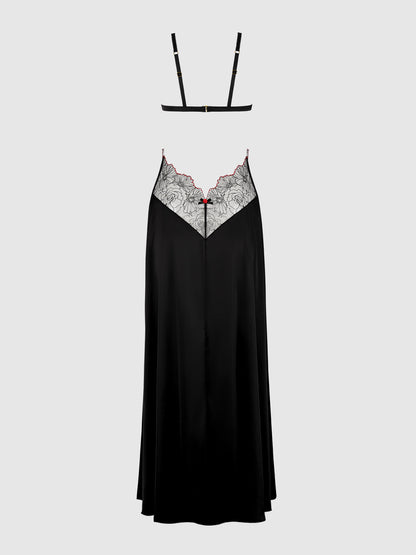 ILENA EMBROIDERED TULLE TRIANGLE TOP LONG GOWN