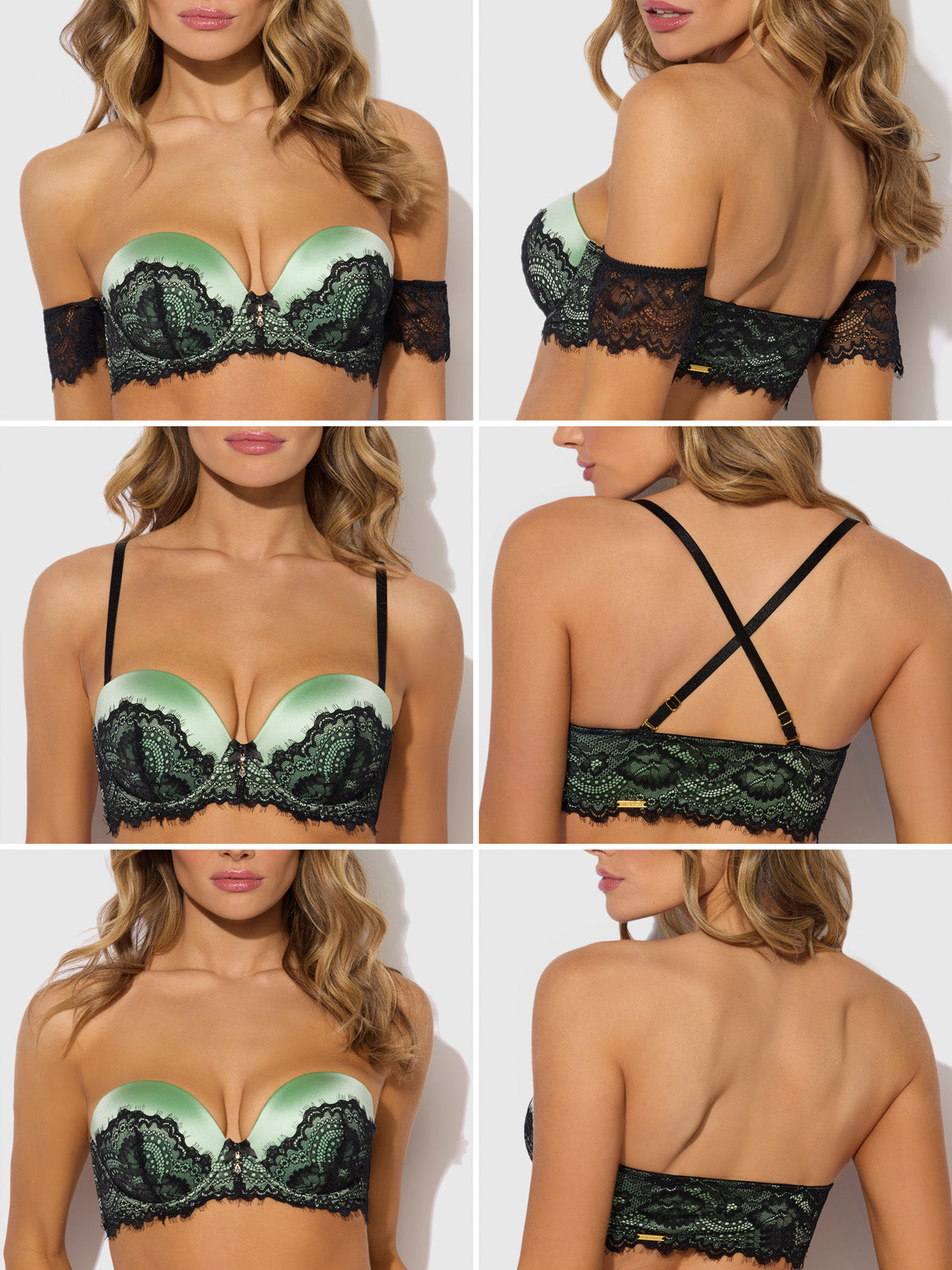 LARA LACE STRAPLESS PUSH UP BRA & TANGA SET
